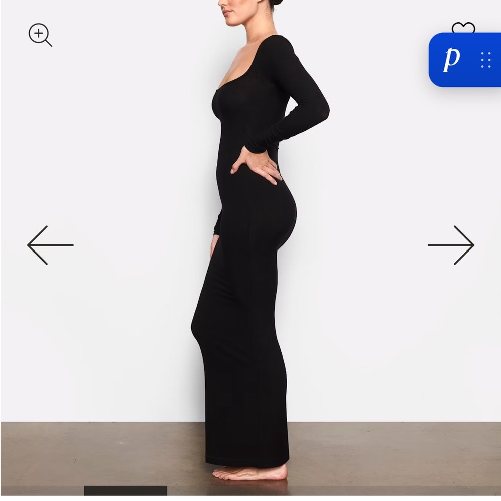 SKIMS Black Long Sleeve Dress